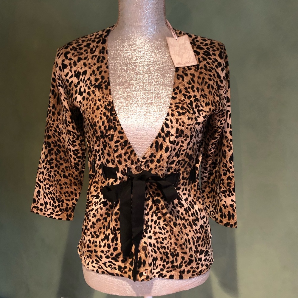 Leopard Cardigan with Tie